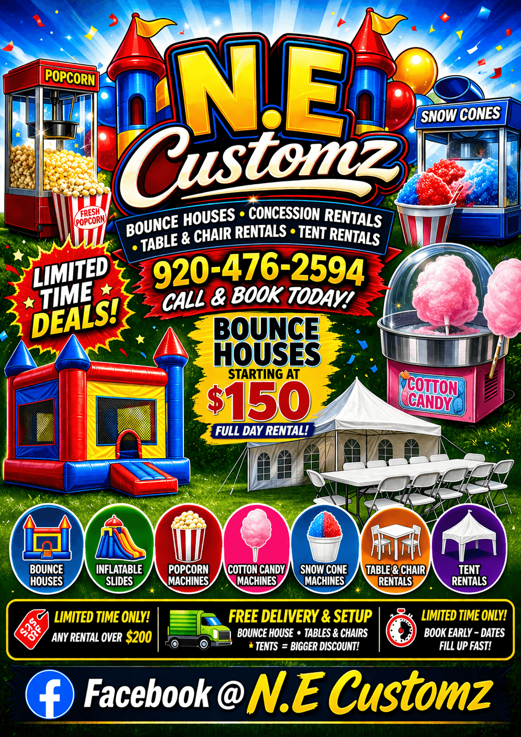 N.E Customz Party Rentals Flyer